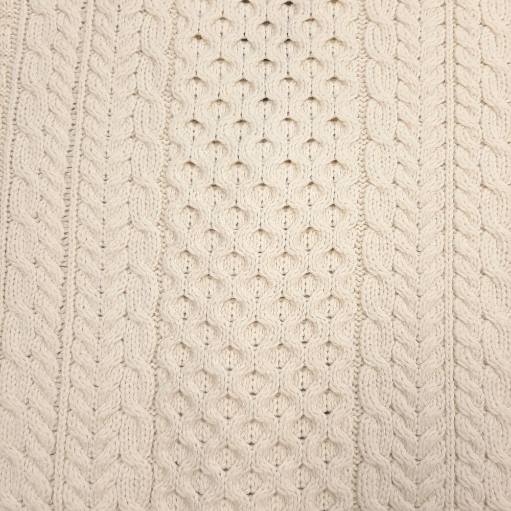 Vintage Celtic & Co Men's Irish Cream Cable Aran Merino Wool Cardigan Size Large - Picture 4 of 12